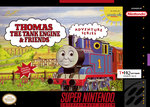 Thomas the Tank Engine & Friends SNES cover art reference for custom cartridge, PAL version.
