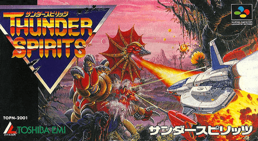 Thunder Spirits SNES cover art reference for custom cartridge, NTSC-J version.