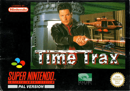 Time Trax SNES cover art reference for custom cartridge, PAL version.