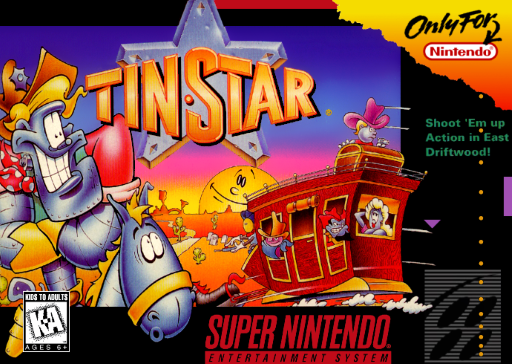 Tin Star SNES cover art reference for custom cartridge, NTSC-U version.