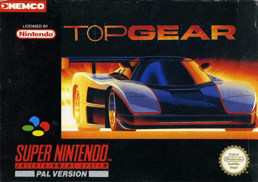 Top Gear SNES cover art reference for custom cartridge, PAL version.