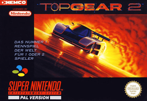 Top Gear 2 SNES cover art reference for custom cartridge, PAL version.