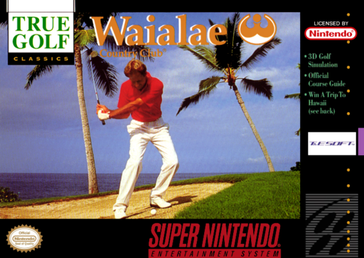 True Golf Classics: Waialae Country Club SNES cover art reference for custom cartridge, NTSC-U version.