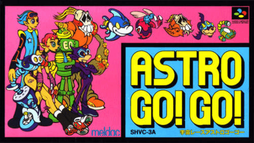 Uchuu Race: Astro Go! Go! SNES cover art reference for custom cartridge, NTSC-J version.