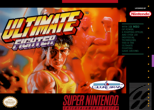 Ultimate Fighter SNES cover art reference for custom cartridge, NTSC-U version.