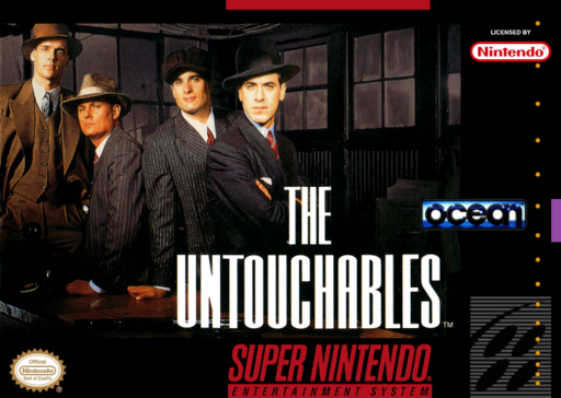 The Untouchables SNES cover art reference for custom cartridge, NTSC-U version.