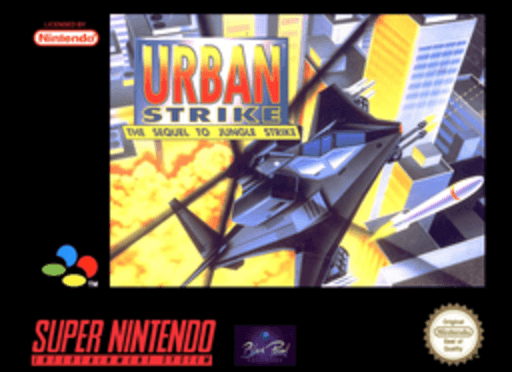 Urban Strike SNES cover art reference for custom cartridge, PAL version.