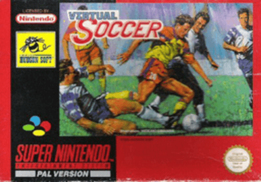 Virtual Soccer SNES cover art reference for custom cartridge, PAL version.