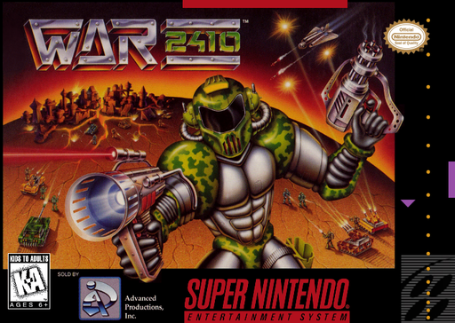 War 2410 SNES cover art reference for custom cartridge, NTSC-U version.