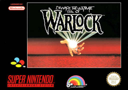 Warlock SNES cover art reference for custom cartridge, PAL version.