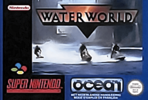 Waterworld SNES cover art reference for custom cartridge, PAL version.