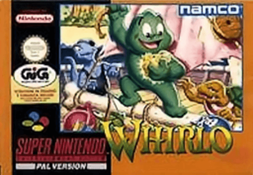 Whirlo SNES cover art reference for custom cartridge, PAL version.