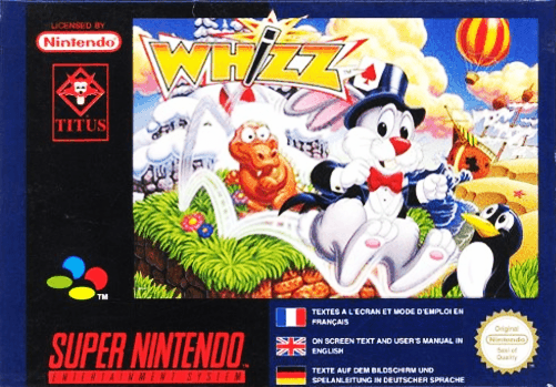 Whizz SNES cover art reference for custom cartridge, PAL version.