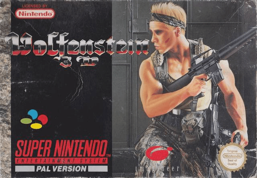 Wolfenstein 3D SNES cover art reference for custom cartridge, PAL version.