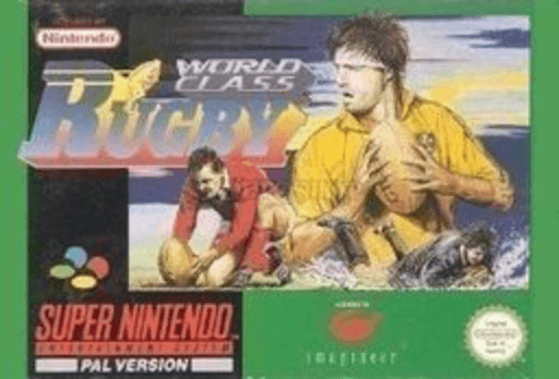 World Class Rugby SNES cover art reference for custom cartridge, PAL version.