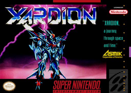 Xardion SNES cover art reference for custom cartridge, NTSC-U version.