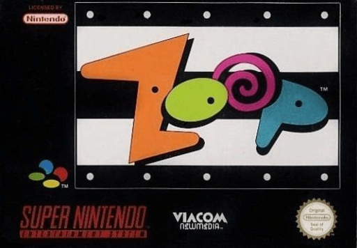 Zoop SNES cover art reference for custom cartridge, PAL version.