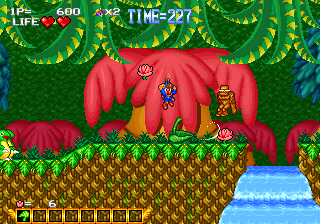 Capture d'écran de Blue's Journey sur Neo Geo AES, action / plate-forme de ADK sorti en 1990