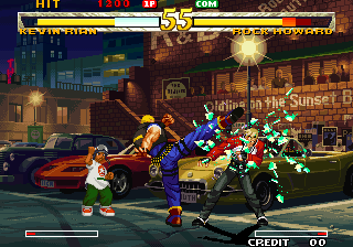 Capture d'écran de Garou: Mark of the Wolves sur Neo Geo AES, combat de SNK sorti en 1999