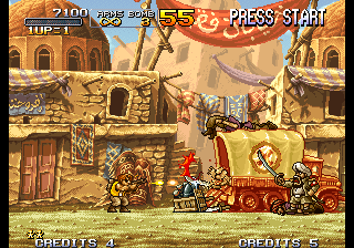 Capture d'écran de Metal Slug 2 sur Neo Geo AES, run and gun de SNK sorti en 1998
