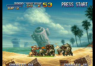 Capture d'écran de Metal Slug 3 sur Neo Geo AES, run and gun de SNK sorti en 2000
