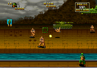 Capture d'écran de NAM-1975 sur Neo Geo AES, shoot'em up sur rails de SNK sorti en 1990