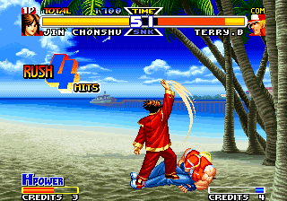 Capture d'écran de Real Bout Fatal Fury Special sur Neo Geo AES, combat de SNK sorti en 1996