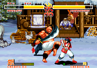 Capture d'écran de Samurai Shodown sur Neo Geo AES, combat de SNK sorti en 1993