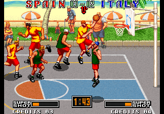 Capture d'écran de Street Hoop sur Neo Geo AES, sport de Data East sorti en 1994