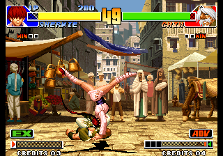 Capture d'écran de The King of Fighters '98 sur Neo Geo AES, combat de SNK sorti en 1998
