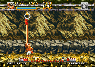 Capture d'écran de Top Hunter: Roddy & Cathy sur Neo Geo AES, action / plate-forme de SNK sorti en 1994