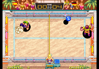 Capture d'écran de Windjammers sur Neo Geo AES, sport de Data East sorti en 1994