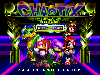 Title screen of Knuckles' Chaotix
