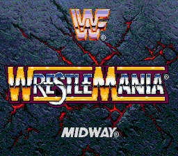Title screen of WWF WrestleMania - The Arcade Game
