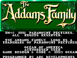 Title screen of The Addams Family