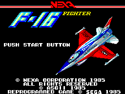 Title screen of F-16 Fighting Falcon
