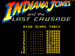 Title screen of Indiana Jones and the Last Crusade