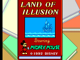 Title screen of Land of Illusion Starring Mickey Mouse