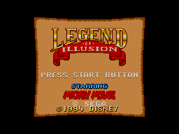 Title screen of Legend of Illusion Starring Mickey Mouse