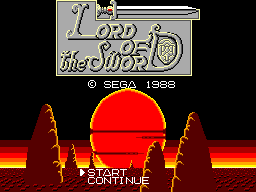 Title screen of Lord of the Sword