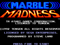Title screen of Marble Madness