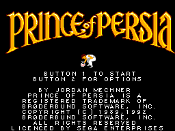 Title screen of Prince of Persia