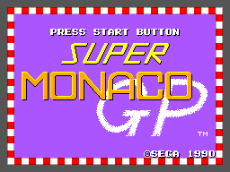 Title screen of Super Monaco GP