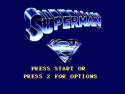 Title screen of Superman - The Man of Steel