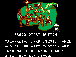 Title screen of Taz-Mania