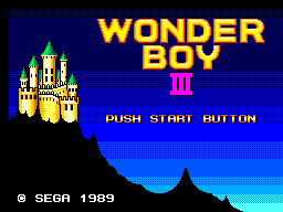 Title screen of Wonder Boy III - The Dragon's Trap