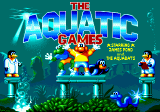 Title screen of The Aquatic Games Starring James Pond and the Aquabats