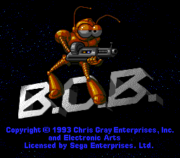 Title screen of B.O.B.