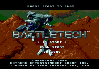 Title screen of BattleTech - A Game of Armored Combat