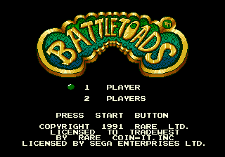 Title screen of Battletoads